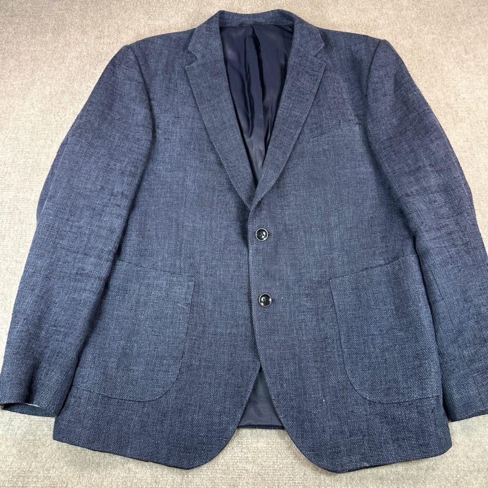 Rodd & Gunn Mens 2XL Sports Fit Blazer Woven in Italy Blue Textured Sport Coat